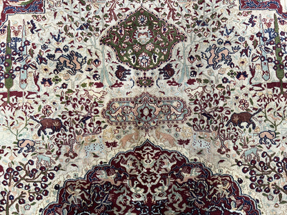 Antique Indian Agra Rug Rare Early 20th Century Hand Knotted Wool Collectible Oriental Carpet