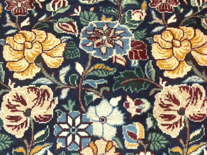 Square Pak Persian Small Rug 2.7 x 2.7, William Morris Design, Dark Green, Floral, Handmade