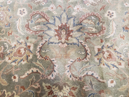 Vintage Indo Mahal Area Rug 9x12, Wool Hand-Knotted Laurel Green & Auburn Indian Carpet, 9 x 12 Floral Carpet, Living Room Rug