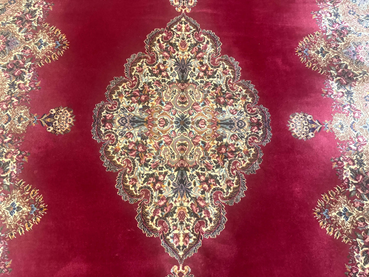 Karastan Kirman Rug 8.8x12 Red Medallion Wool Vintage Carpet