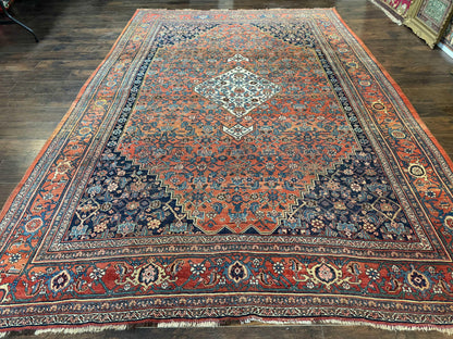Antique Persian Bidjar Rug 8x12 Hand Knotted Wool Carpet Rare Vintage Persian Treasure