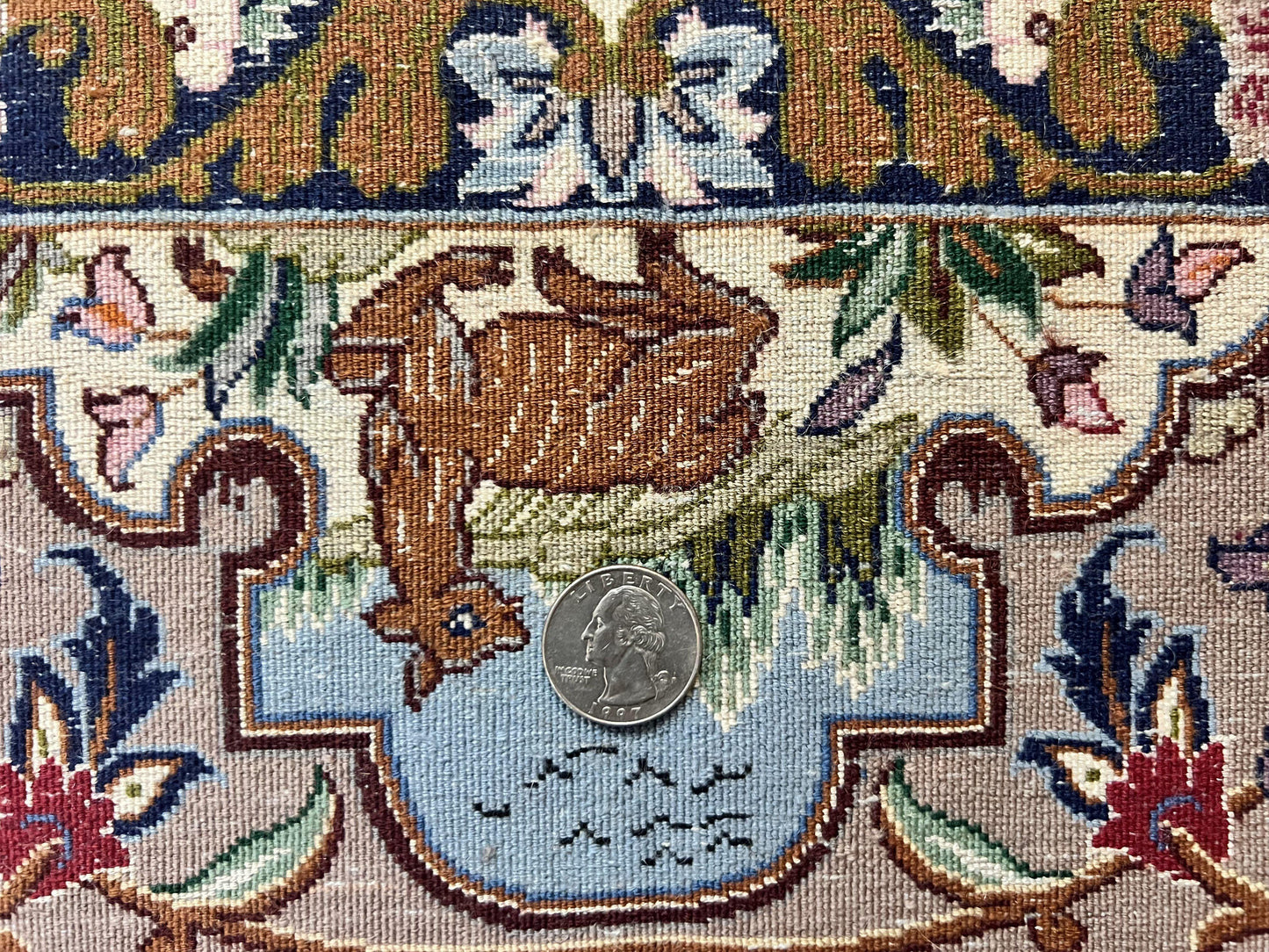 Marvelous Persian Isfahan Rug 3.7 x 5.6, Tree of Life and Animal Pictorials, Handmade Vintage Super Fine 600 KPSI, Kork Wool  Silk Highlights, Rare