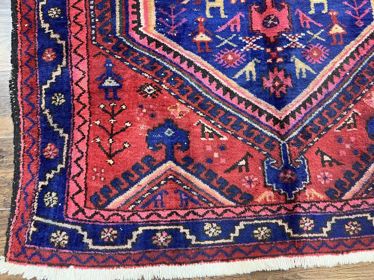 Persian Tribal Rug 5x7 Hand Knotted Wool Vintage Hamadan Nahavand Carpet Geometric Oriental