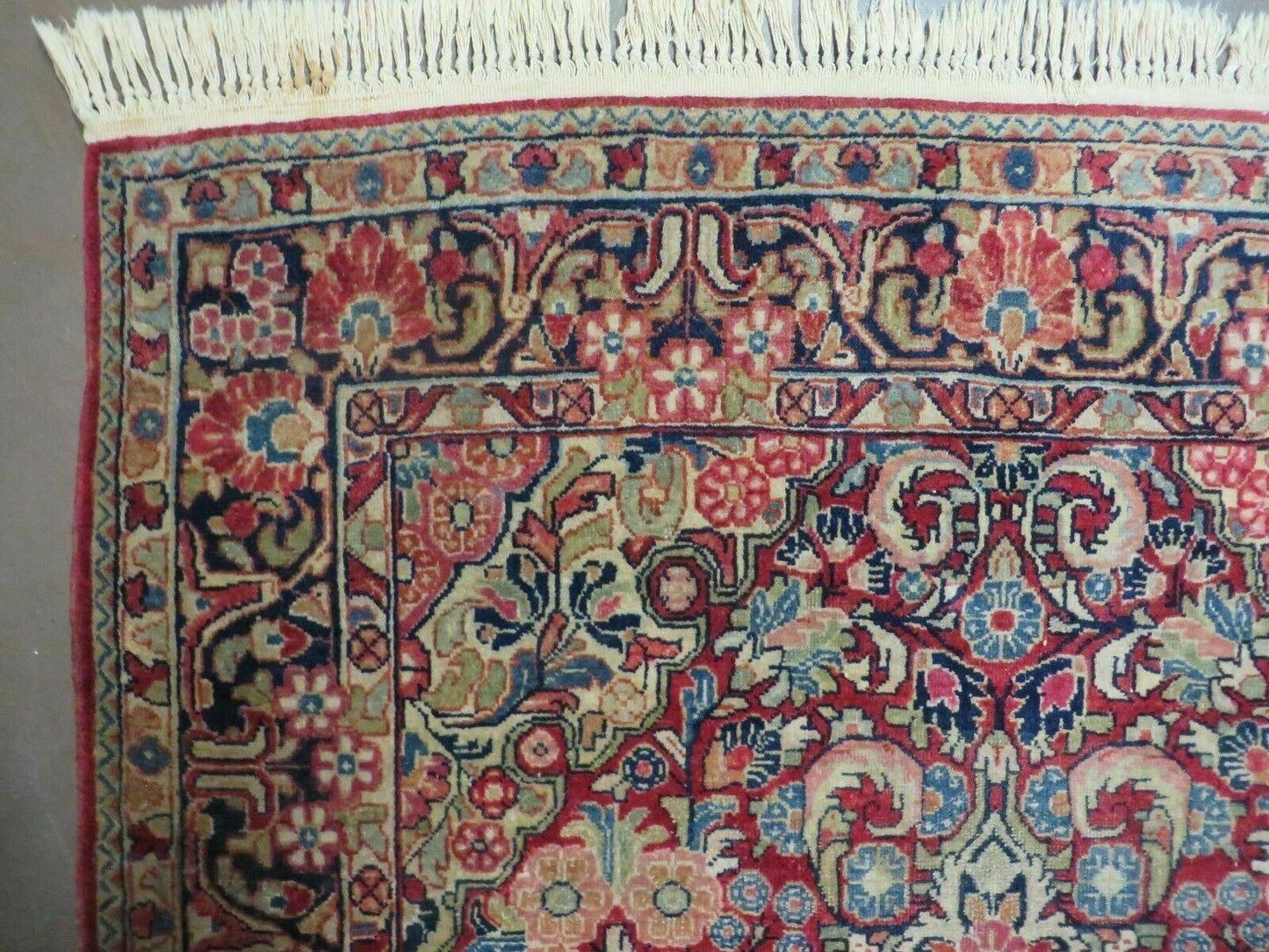 Persian Sarouk Rug 4.6 x 5, Red, Semi Antique, Floral