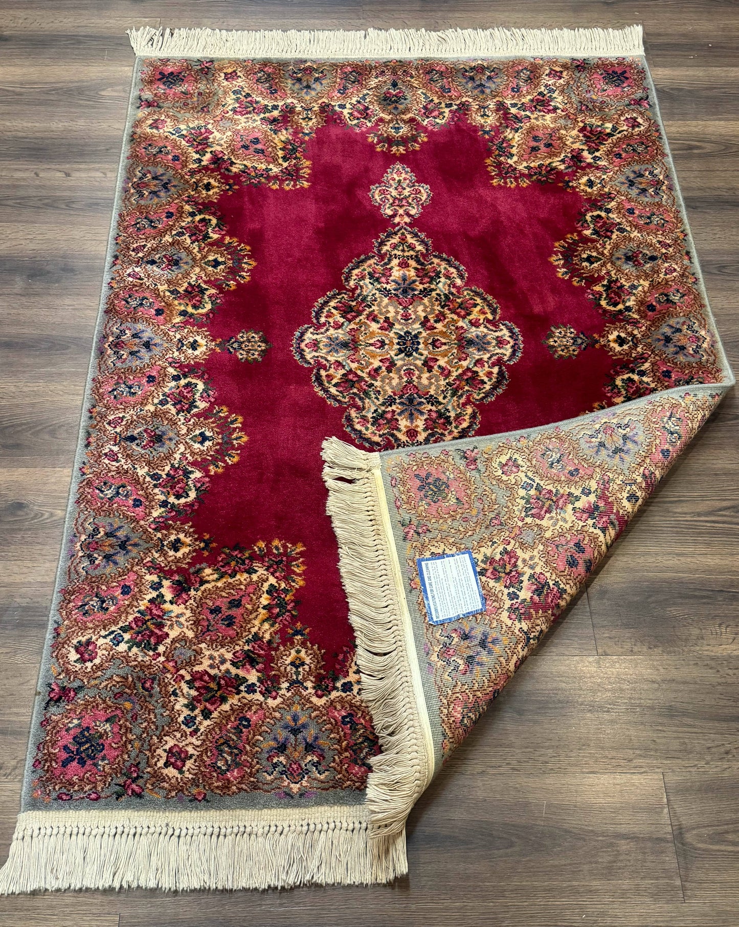 Karastan Rug 4x6 Red Medallion Kirman #762, Wool Vintage Original 700 Series