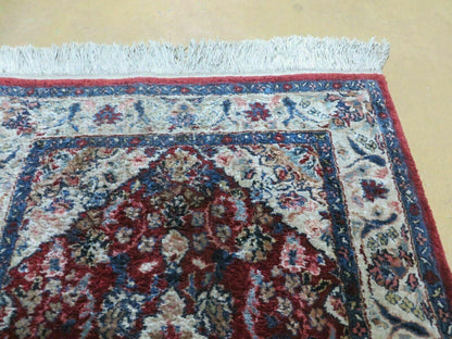 Handmade Chinese Silk Rug Floral Oriental 2 by 3 Feet Red Vintage 1980s