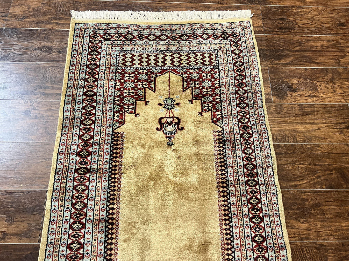 Bokhara Prayer Rug 3x5 Hand Knotted Vintage Wool Carpet Pakistani Turkoman
