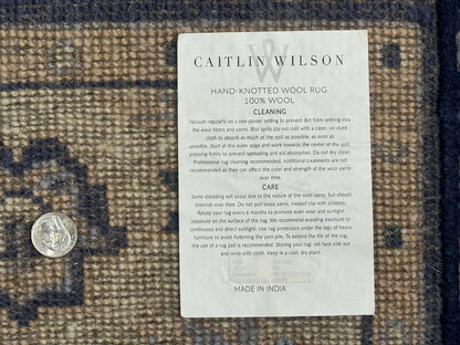 Indo Persian Rug Vintage Hand Knotted Wool Blue And Beige Carpet