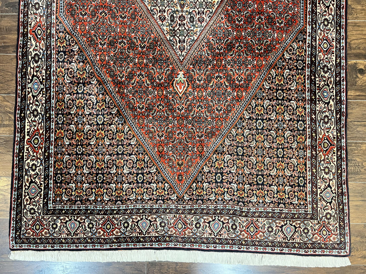 Persian Bidjar Rug 5x10 Hand Knotted Wool Vintage Carpet Mahi Herati Pattern
