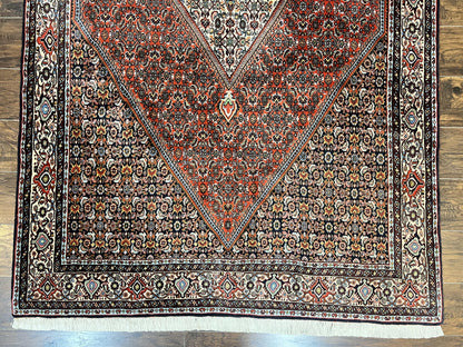 Persian Bidjar Rug 5x10 Hand Knotted Wool Vintage Carpet Mahi Herati Pattern