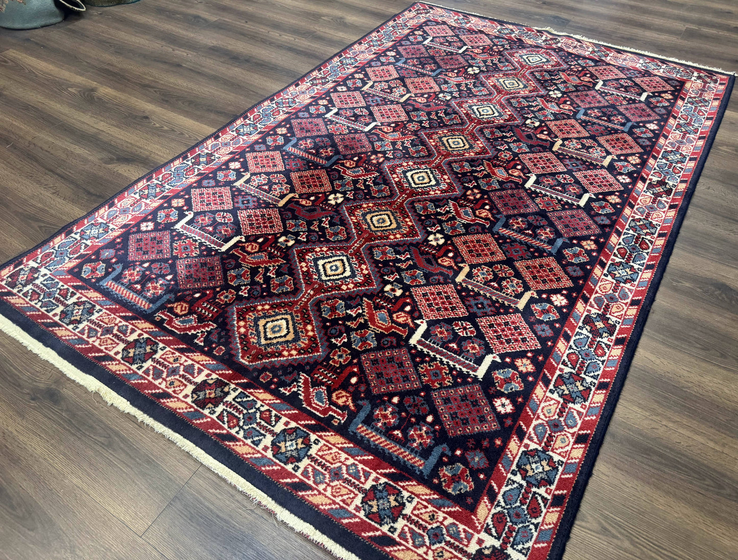 Karastan Rug 5x8, Yuruk Collection #530, Geometric Tribal Wool Pile Vintage Carpet