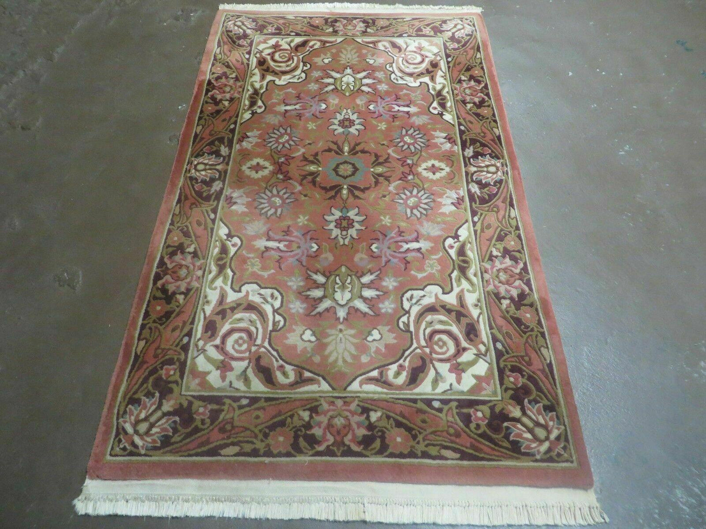 Chinese Wool Rug 3x5 Vintage Handmade Oriental Carpet Floral Medallion