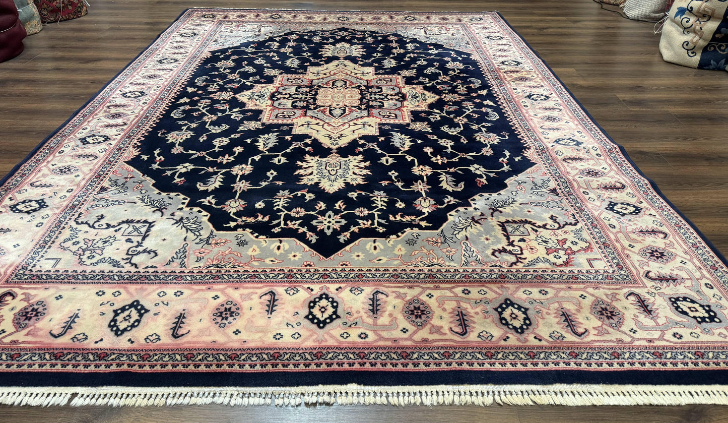Karastan Rug Navy Serapi Kara Shah Wool Rug 8x11 Vintage Area Rug