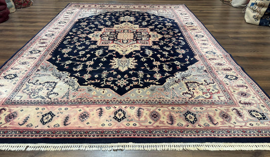 Karastan Rug Navy Serapi Kara Shah Wool Rug 8x11 Vintage Area Rug