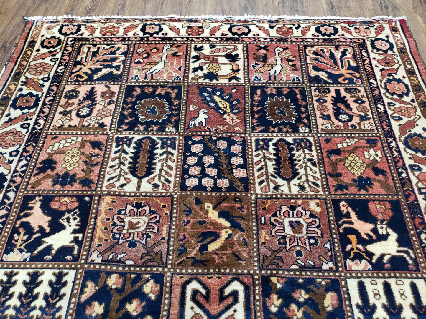 Persian Bakhtiari Rug Antique Hand Knotted Wool 5 Ft 3 In By 10 Ft Panel Design