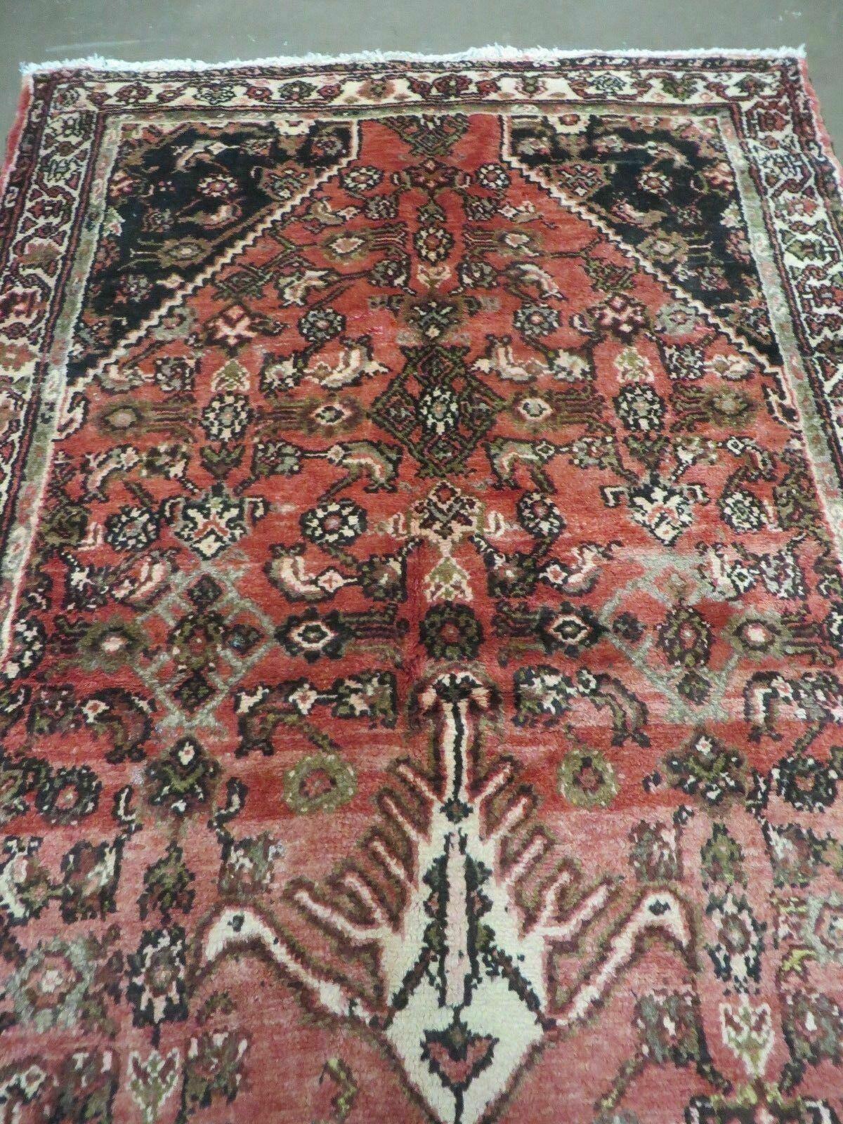 Persian Runner Rug 3.8 x 10, Red, Vintage