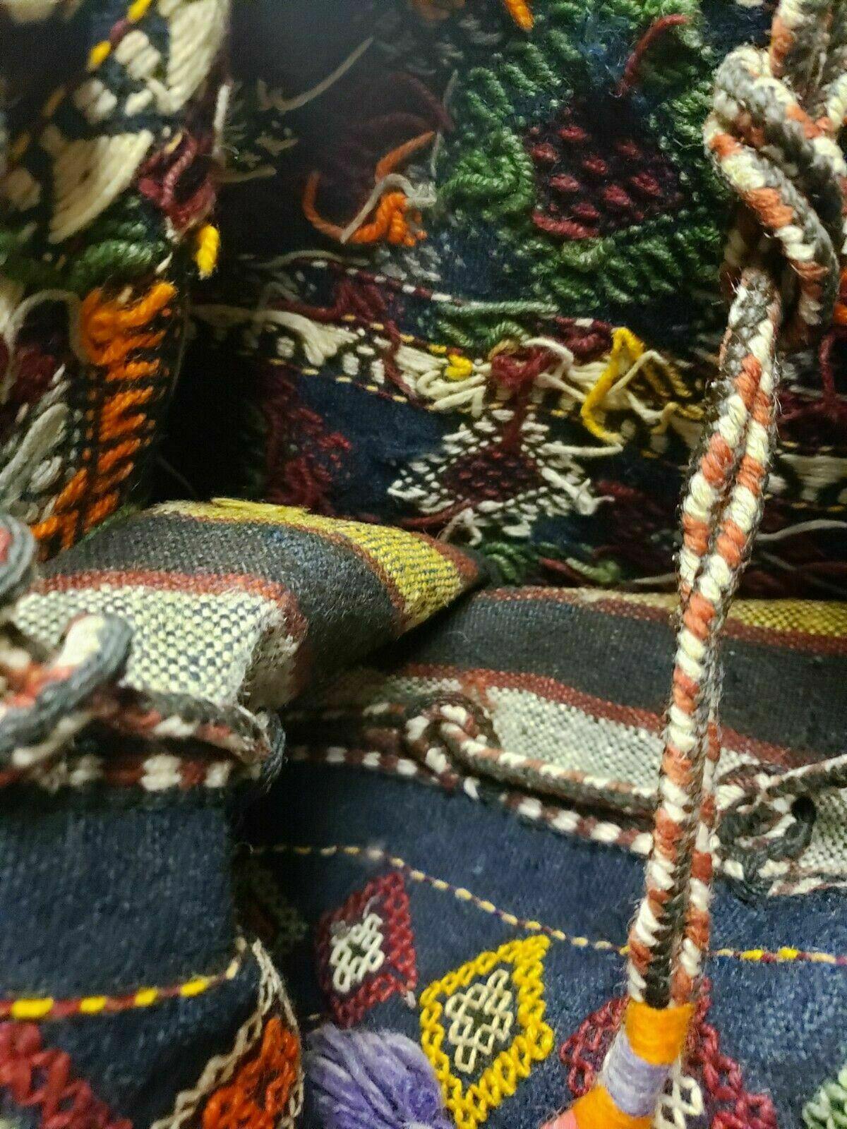 Turkish Kilim Wool Rug Double Saddle Bag Khorjin Handmade 1980s Vintage