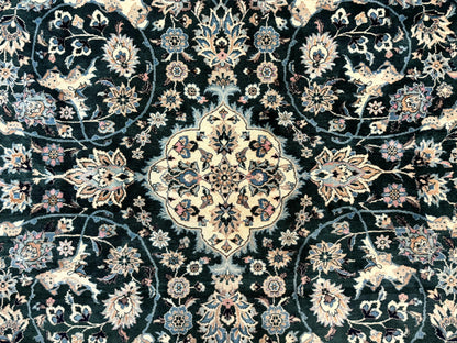 Pak Persian Rug 9x12 Dark Green Floral Allover Hand Knotted Wool