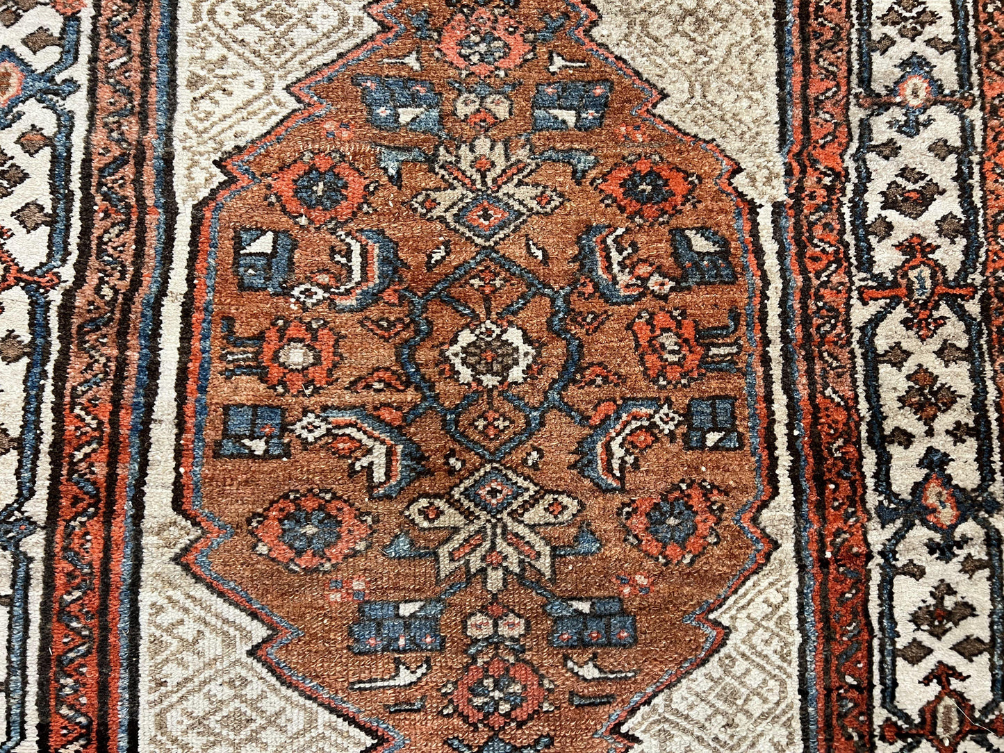 Rare Persian Tribal Runner Rug 3.5 x 10, Sarab Serab Kalegy Carpet, Antique 1920s Collectible Geometric Medallion Oriental Wool Runner, Hand Knotted, Camel Hair Color