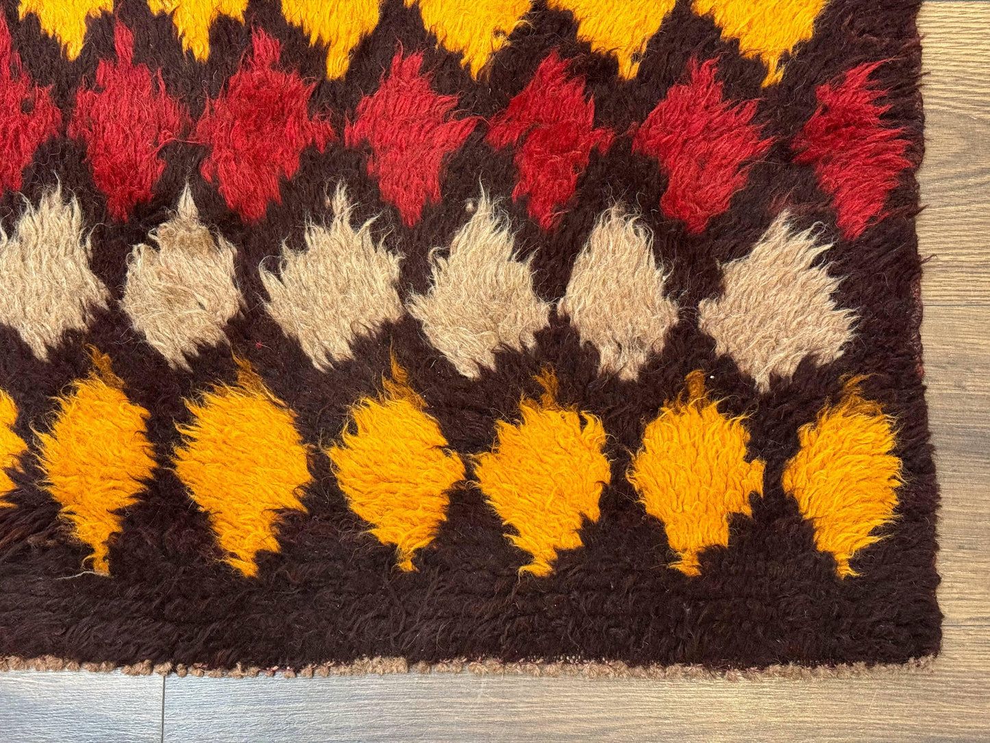 Shaggy Balouch Rug Three By Four Hand Knotted Afghan Wool Tribal Multicolor Area Rug