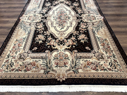 Aubusson Rug 6x9 European Design Hand Knotted Wool Fine 170 KPSI Elegant Carpet