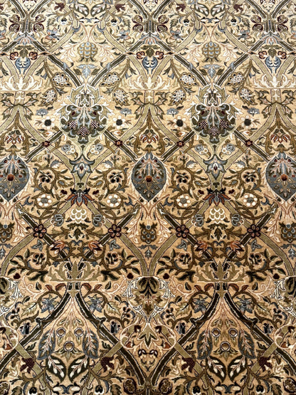 Pak Persian Rug 9x12 Handmade Wool Panel Design Gold And Wine Red