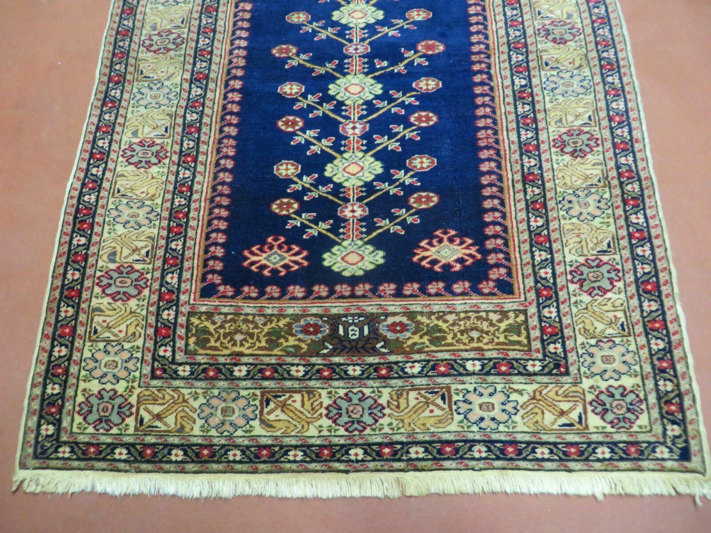 Handmade Turkish Prayer Rug Wool Semi Antique 1940s Vintage 35 By 50 Inch