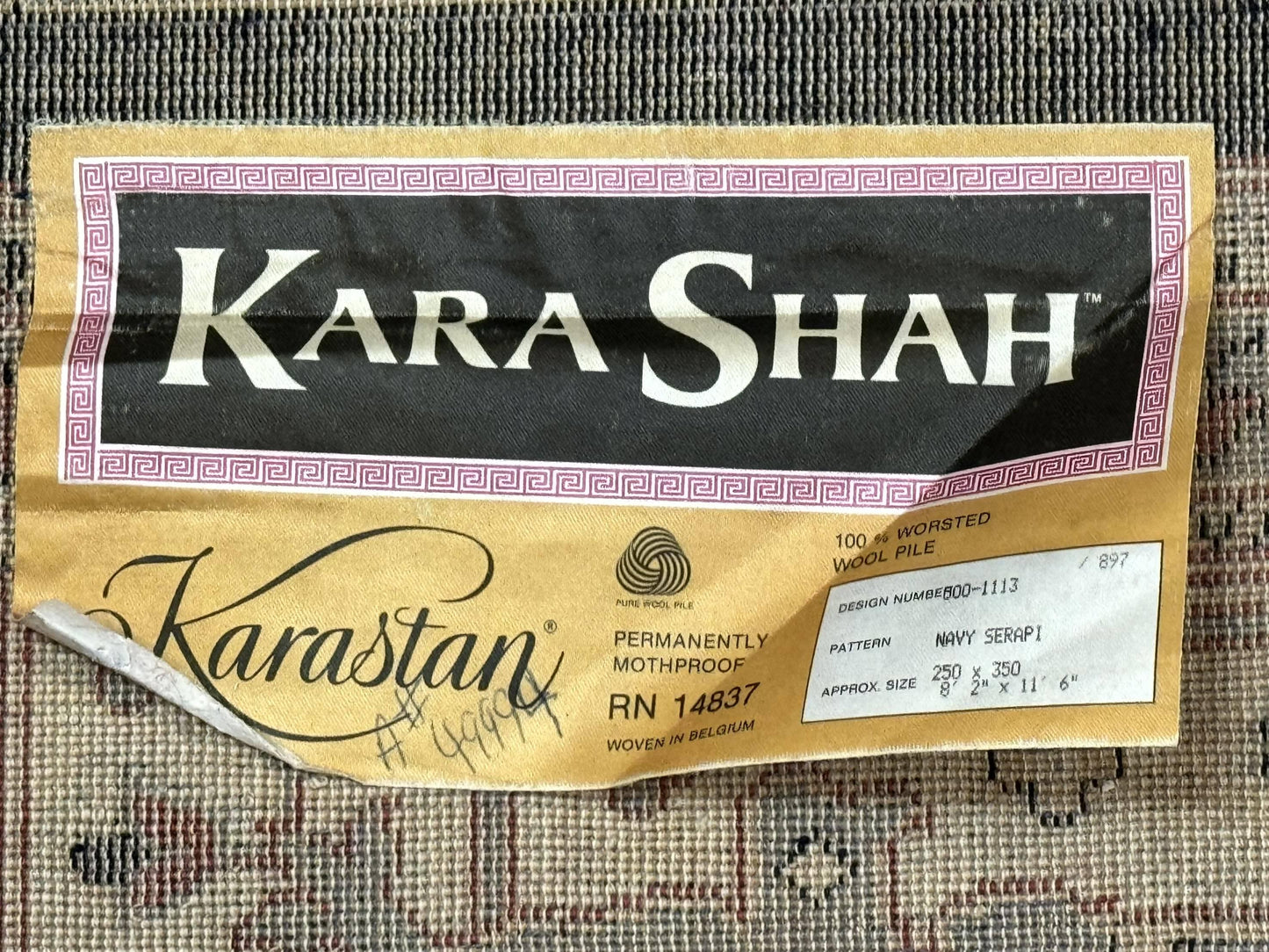 Karastan Rug Navy Serapi Kara Shah Wool Rug 8x11 Vintage Area Rug