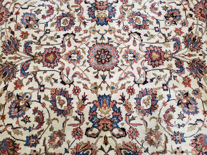 Handmade Wool Area Rug 6x9 Hand Knotted Floral Beige Vegetable Dyes