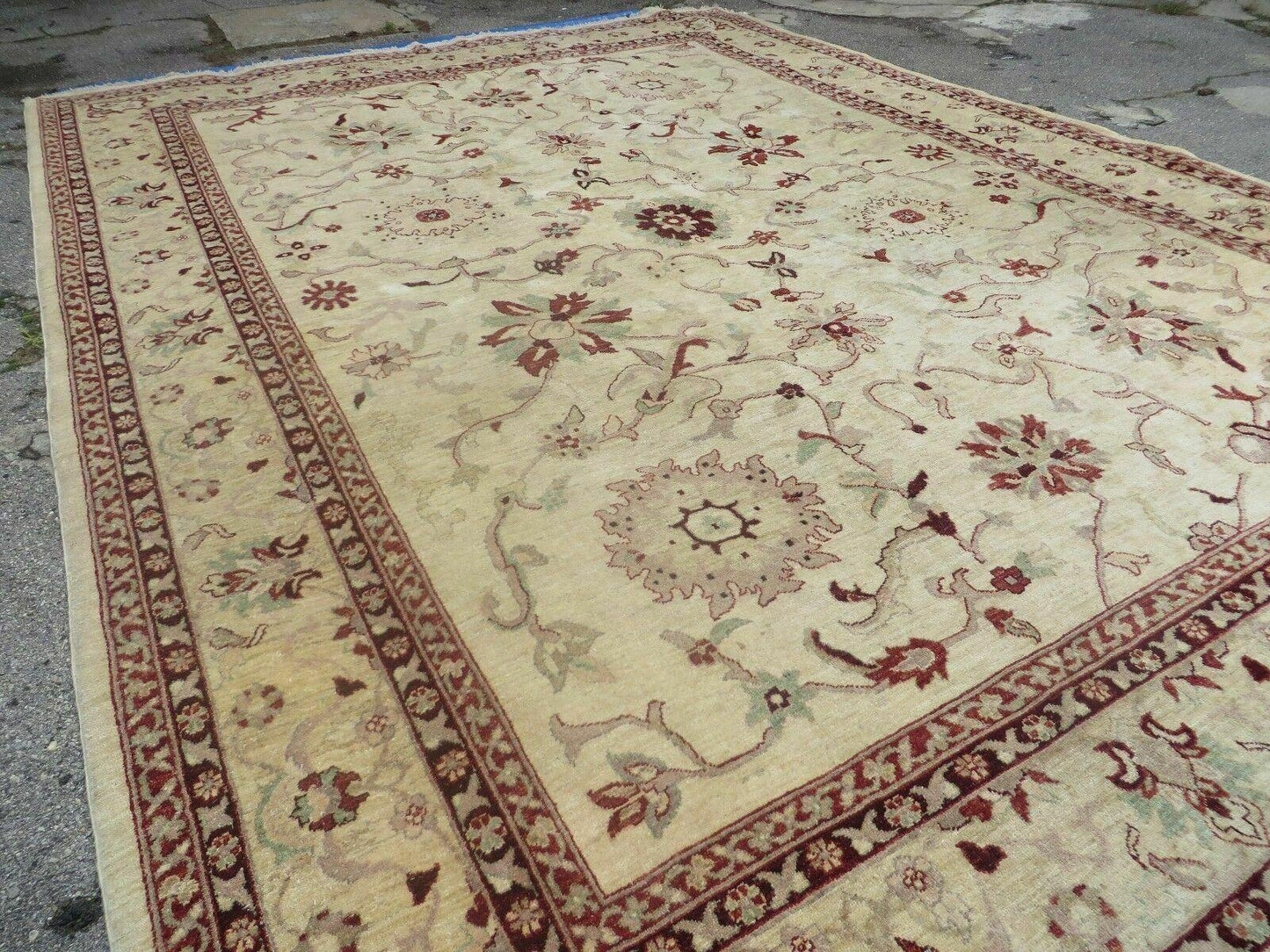 10' X 14' Vintage Hand Knotted Made Indian Agra Wool Rug Vegetable Dyes