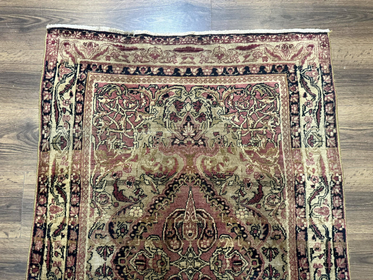 Antique Persian Lavar Rug 3x5 Hand Knotted Wool Kerman Carpet