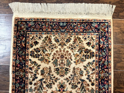 Karastan Rug 2.6 x 4, Karastan Ivory Sarouk #760, Vintage Wool Pile Small Karastan Carpet, Original Collection 700 Series Discontinued