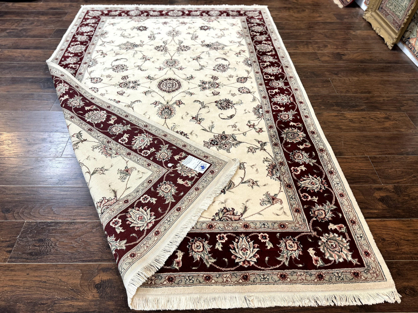 Ivory and Burgundy Pak Persian Rug 6x9