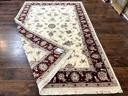 Ivory and Burgundy Pak Persian Rug 6x9