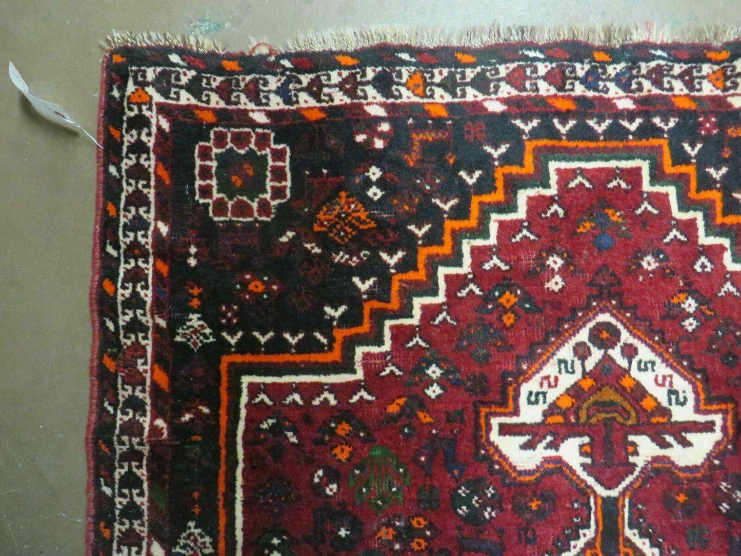 Antique Turkish Wool Rug Handmade 1940s Vegetable Dyes Fringed 46 By 64 Inches