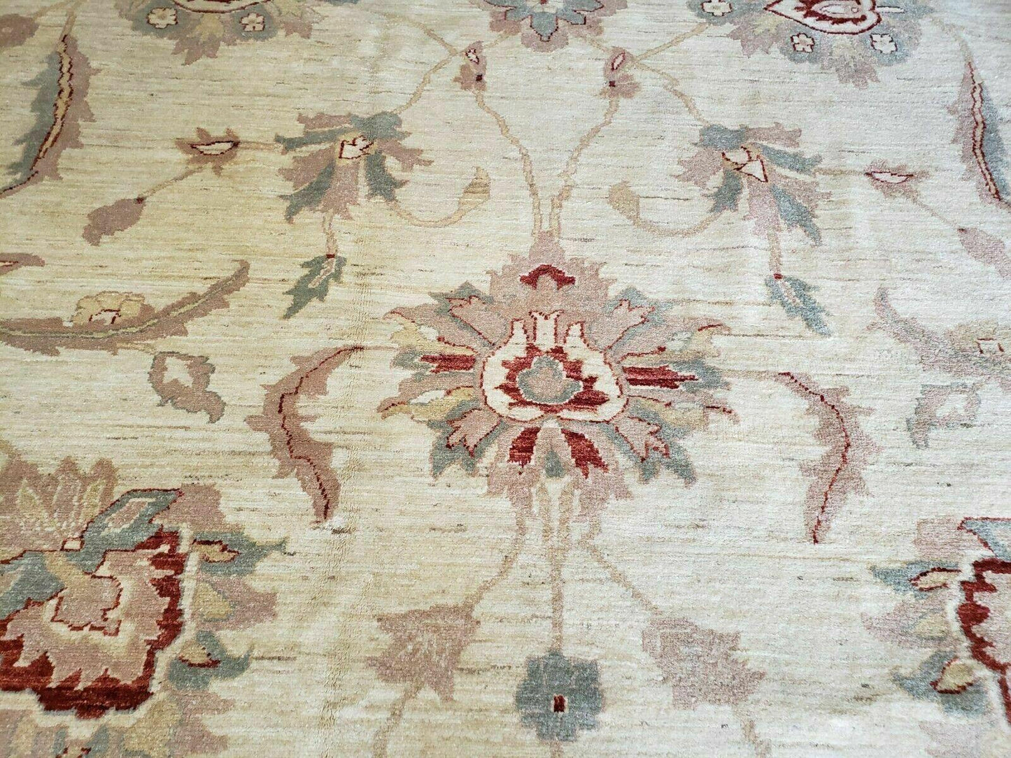 Peshawar Rug 10x14 Rug 10x14 Vintage Rug 10x14 Handmade Rug Chobi Rug Ivory Beige Red Rug