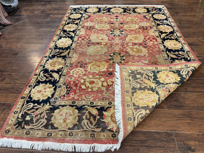 Indian Agra Rug 6x9, Allover Pattern, Traditional Wool Oriental Carpet