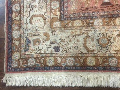 Silk Indian Kayseri Rug 4x6, Haji Jalili Design, Vintage Rug