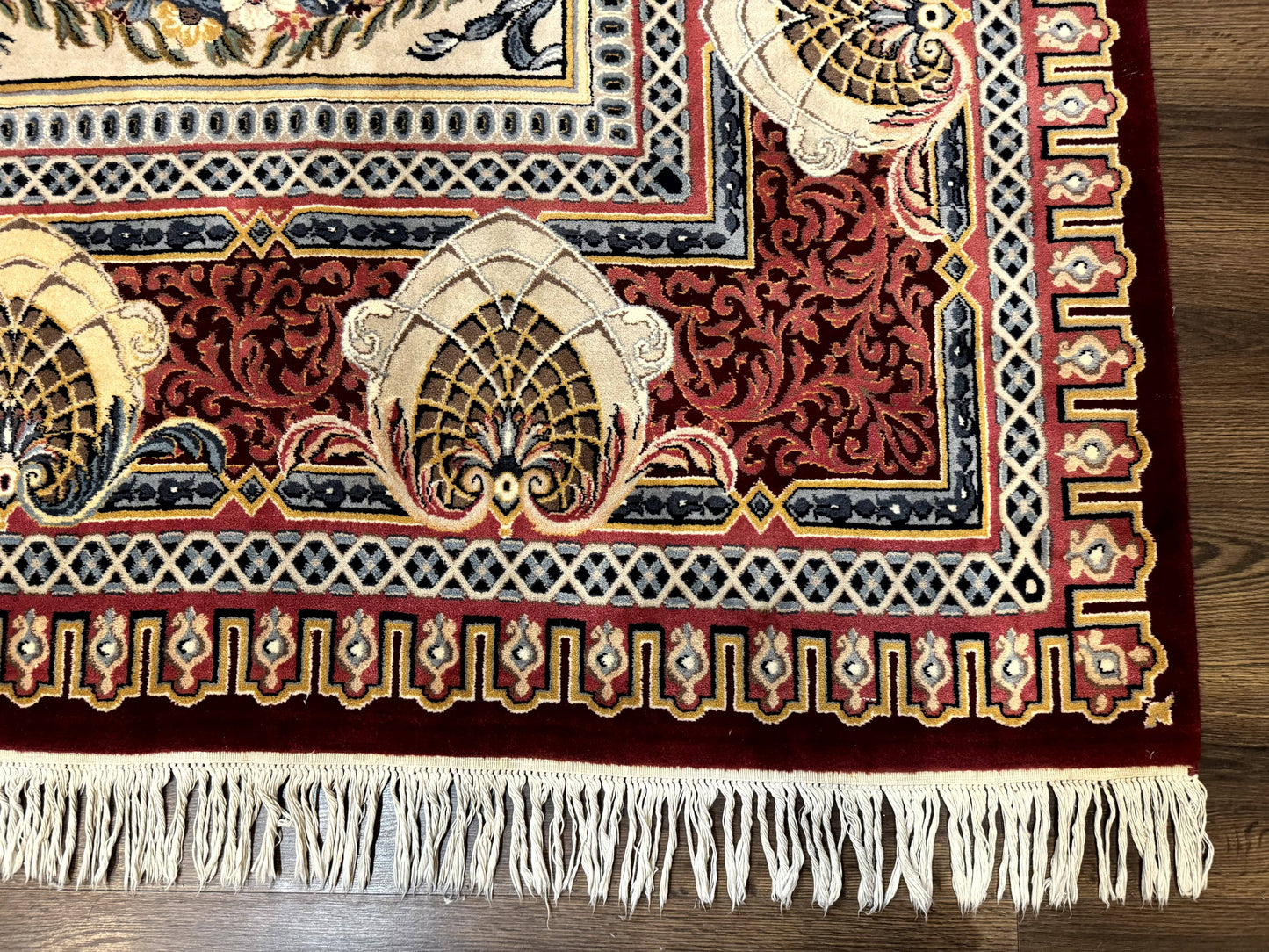 Aubusson Rug 10x14 Vintage Hand Knotted Wool Red Maroon Elegant Fine 200 KPSI