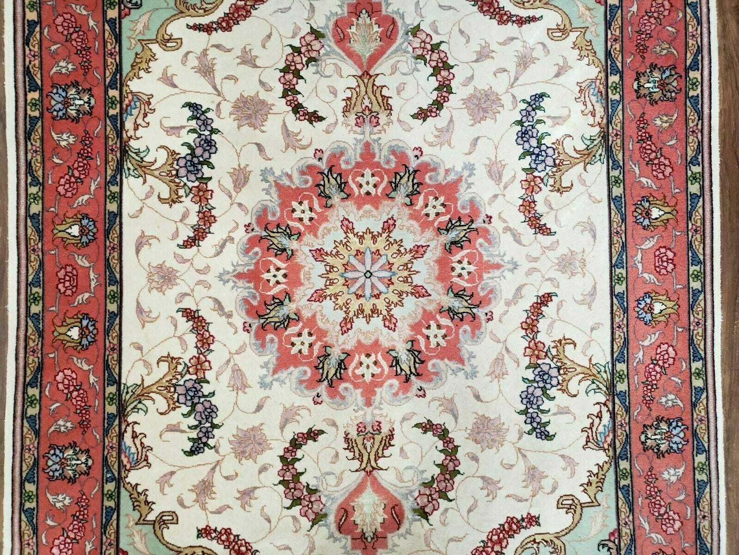 Turkish Rug Handmade Vintage Floral Oriental Wool 40 By 57 Inches