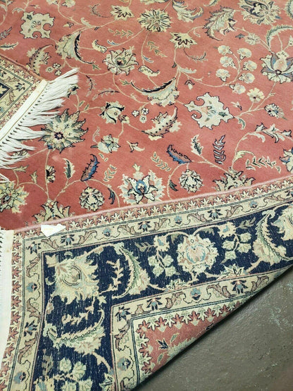 Vintage Oriental Floral Handmade Wool Rug 6x9 Feet With Vegetable Dyes Red