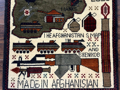 Afghan War Rug Tanks And Helicopters Hand Knotted Wool Area Rug Modern Decor