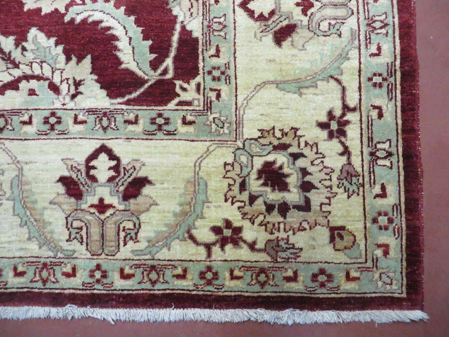 Vintage Handmade Peshawar Agra Chobi Rug 8x10 Handknotted Wool