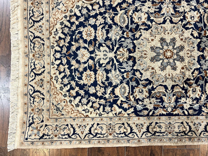 Persian Nain Rug 3x5 Hand Knotted Wool Silk Floral Medallion Vintage