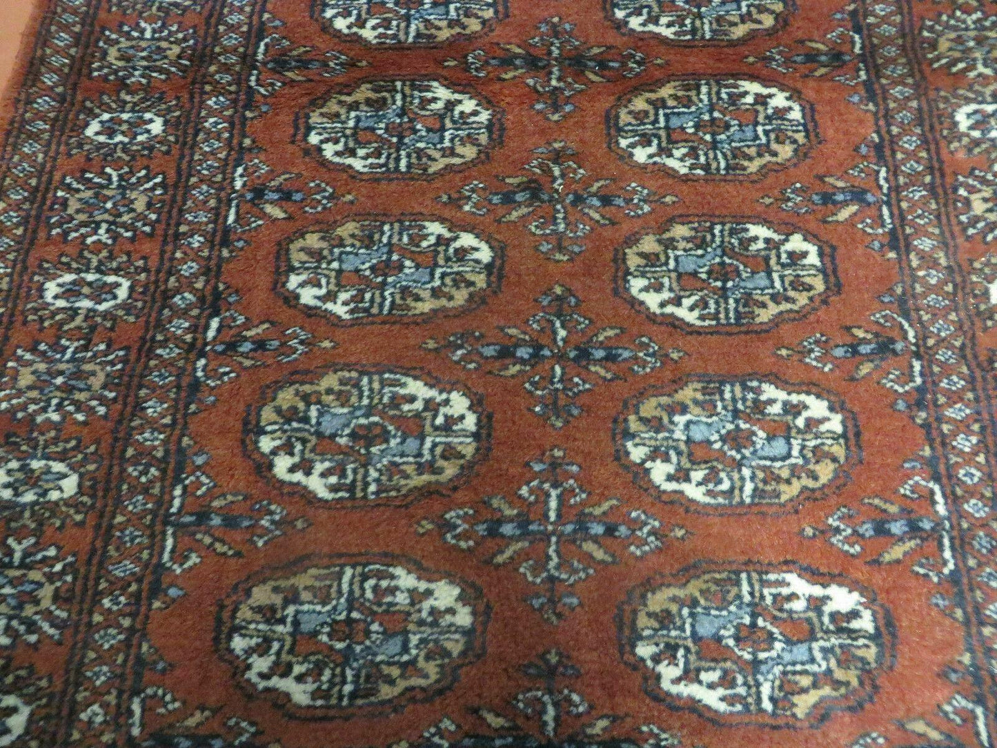 Turkoman Bokhara Wool Rug Vintage Handmade Pakistan 32x49 Fine Weave