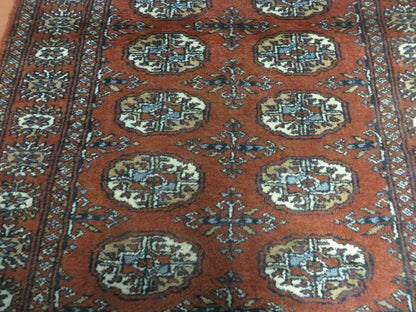 Turkoman Bokhara Wool Rug Vintage Handmade Pakistan 32x49 Fine Weave