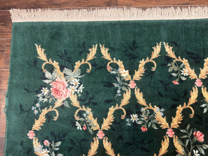 Karastan Garden of Eden Rug Green Savonnerie Wool 8.8 x 11.8