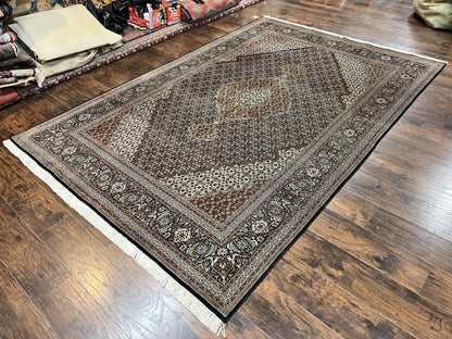 Wonderful Persian Tabriz Rug 7x10 ft, Very Fine 50 Raj 350 KPSI Oriental Carpet, Herati Mahi Pattern, Authentic Hand Knotted Handmade Wool Vintage