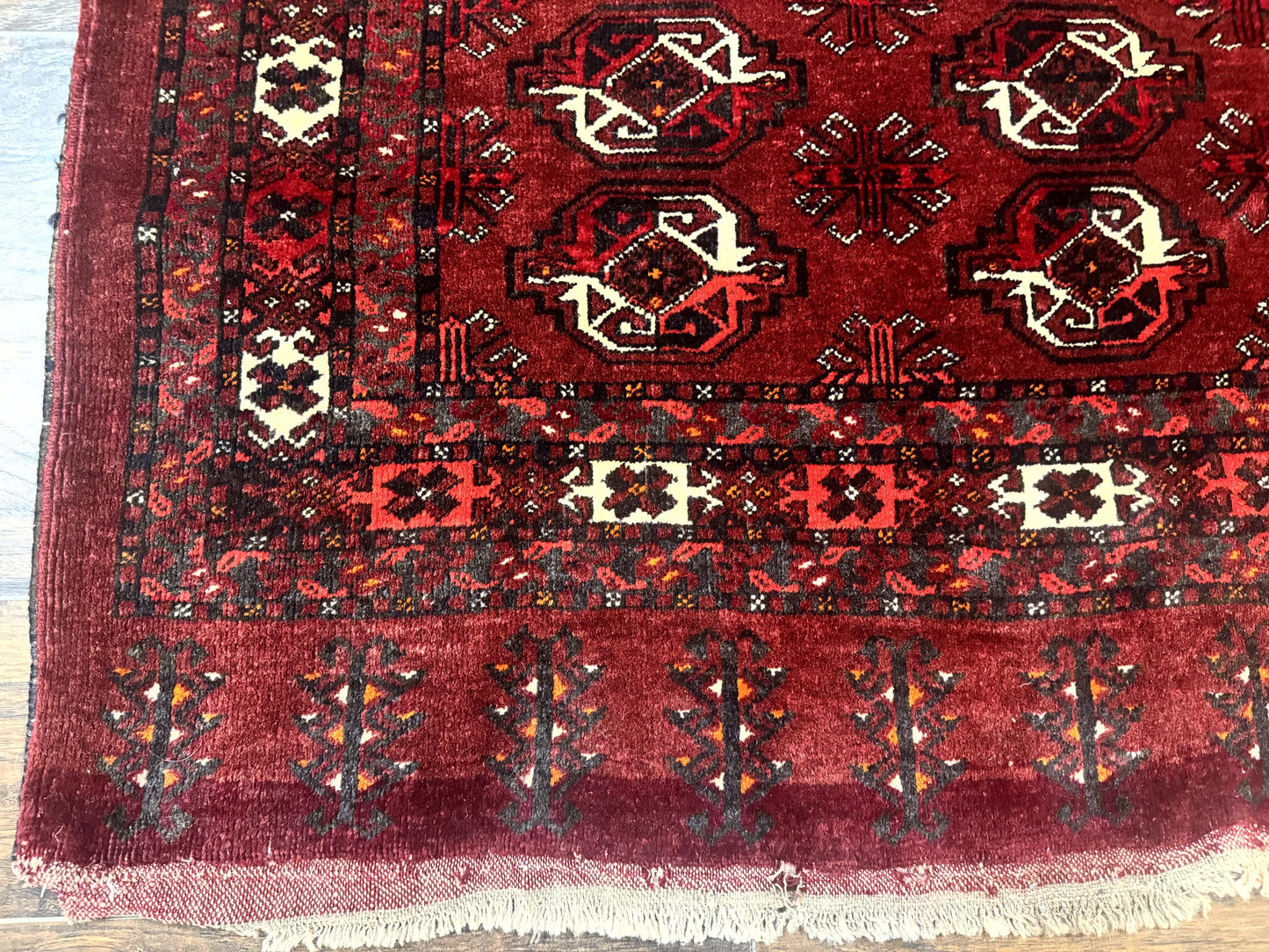 Antique Afghan Turkoman Mafrash Rug 3x5 Red Hand Knotted Wool Tribal Collectible