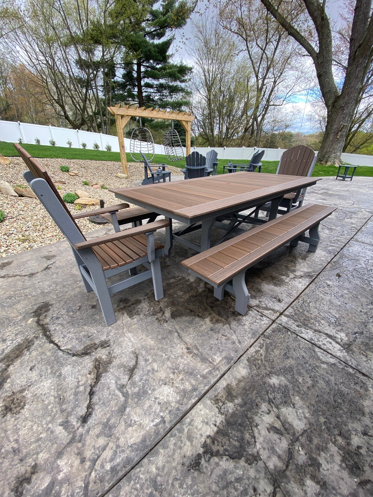 Fanback Outdoor Dining Chair HDPE All Weather Durable Patio Seating